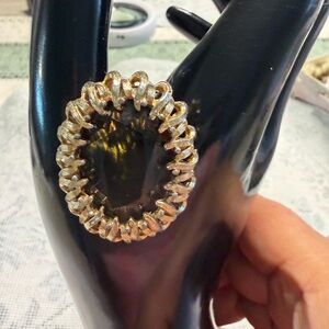 Gold-Tone Oval Statement pin  with Dark Center